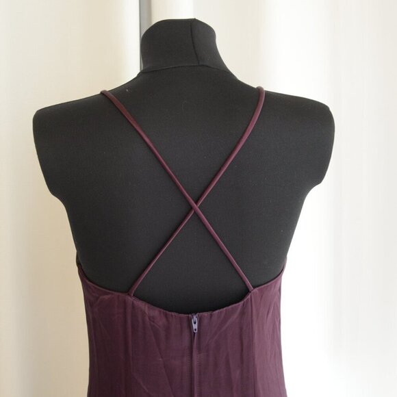 Vintage 90s Y2K Vittoria Virini Plum Halter Bias Satin Slip Maxi Dress Gown Sz S - Picture 6 of 9